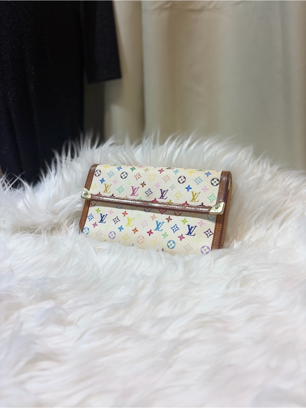 Louis Vuitton White Multicolor Takashi Murakami Porte Tresor Wallet